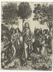 Chrystus na pustyni z aniołami autorstwa Monogrammist IE