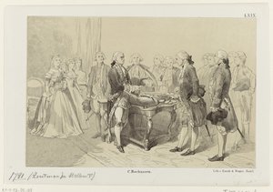William V honoruje bohaterów bitwy morskiej pod Dogger Bank, 1781 autorstwa Monogrammist IHM