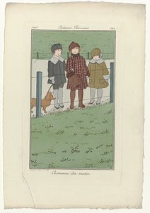 Journal des Dames et des Modes, Kostiumy paryskie, 1914, nr 147: Kostiumy poranne autorstwa Monogrammist MFN