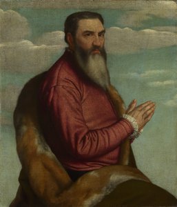 Modlący się mężczyzna z długą brodą autorstwa Moretto da Brescia