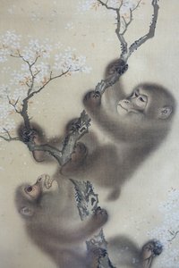 Małpy w kwitnącej wiśni, 1 z 2, Mori Sosen, Japonia, okres Edo, początek XIX wieku, tusz i kolor na jedwabiu - Arthur M. Sackler Museum, Harvard University - DSC01127 autorstwa Mori Sosen