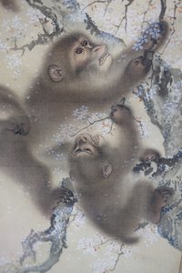 Małpy na tle kwitnącej wiśni, 2 z 2, Mori Sosen, Japonia, okres Edo, początek XIX wieku, tusz i kolor na jedwabiu - Arthur M. Sackler Museum, Harvard University - DSC01128 autorstwa Mori Sosen
