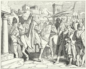 Karol Wielki wkraczający do Pawii, 774 (rycina) autorstwa Moritz Ludwig von Schwind