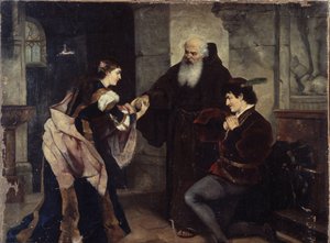 Ślub Romea i Julii. Scena inspirowana sztuką Williama Szekspira (1564-1616). Obraz Moritza Ludwiga von Schwinda (1804-1871), olej na płótnie, sztuka austriacka, połowa XIX wieku, romantyzm. Muzeum Historii i Sztuki, Cherep