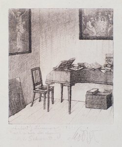 Widok pokoju Franza Schuberta (niszczenie) autorstwa Moritz Ludwig von Schwind