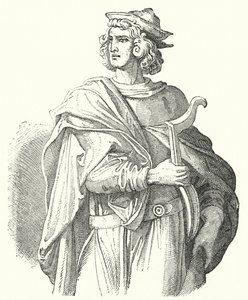 Walther von der Vogelweide, średniowysoko-niemiecki poeta liryczny (grafika) autorstwa Moritz Ludwig von Schwind