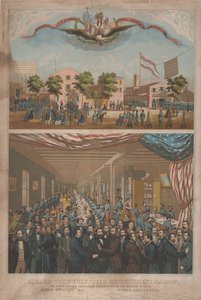 Cooper Shop Volunteer Refreshing Saloon – pierwszy otwarty dla wolontariuszy Union w Stanach Zjednoczonych, ok. 1862 r. autorstwa Morris H. Traubel
