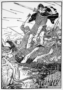 „Król Magnus na bagnach w Downpatrick”, Irlandia, 1103 1913