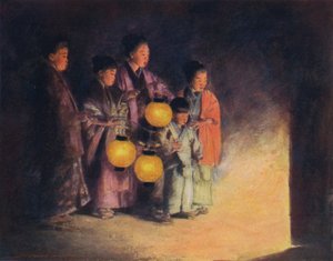 „W świetle latarni”, c1887, 1901 autorstwa Mortimer L Menpes