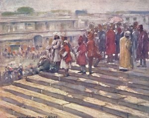 Na schodach Jumma Masjid, 1903 autorstwa Mortimer L Menpes