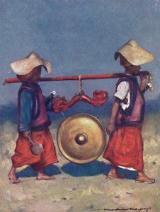 „Uchwyty Shan niosące mosiężny gong”, 1903 autorstwa Mortimer L Menpes