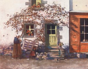 Domek w Rochefort-en-Terre (kolorowa litografia) autorstwa Mortimer Ludington Menpes