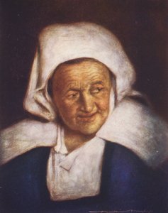 Stara kobieta (kolorowa litografia)