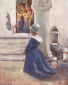 W kościele (kolorowa litografia) autorstwa Mortimer Ludington Menpes
