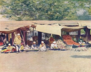 Dzień Targowy w Peshawur, 1905 autorstwa Mortimer Ludington Menpes