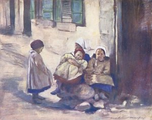 Dzieci świata: Breton, A Family (kolorowa litografia) autorstwa Mortimer Ludington Menpes