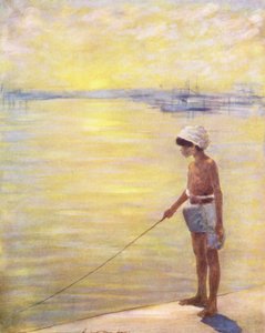 Dzieci świata: Cingalese, Wędkarstwo (kolorowa litografia) autorstwa Mortimer Ludington Menpes