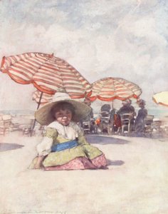 Dzieci świata: Francuski, Na plaży w Trouville (kolorowa litografia) autorstwa Mortimer Ludington Menpes