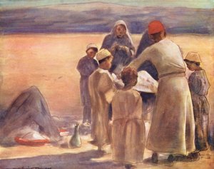 Dzieci świata: Lekcja geografii (kolorowa litografia) autorstwa Mortimer Ludington Menpes