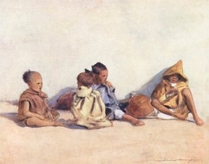 Dzieci świata: Moorish, At Play (kolorowa litografia) autorstwa Mortimer Ludington Menpes
