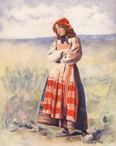 Dzieci świata: Rosyjski, Oczekiwanie (kolorowa litografia) autorstwa Mortimer Ludington Menpes
