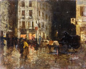Scena uliczna w nocy, autorstwa Mose Bianchi