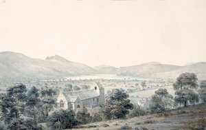 Widok na basen Bala, Llyntagit, z góry kościoła Llanfawr, Meirionethshire