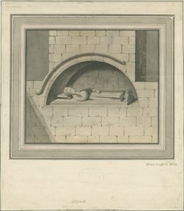 Elford Church – „Pomnik Stanleya”: rysunek akwarelą, bd [?XVIII wiek] autorstwa Moses Griffiths