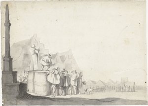Rynek z komentatorem na beczce autorstwa Moses ter Borch (possibly)