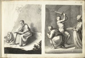 Święty Hieronim na pustyni i ścięcie Jana Chrzciciela autorstwa Moses ter Borch (signed by artist)