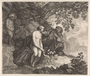 Vertumnus próbuje uwieść Pomona autorstwa Moyses van Wtenbrouck