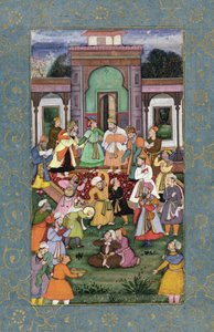 Grupa wirujących derwiszy, z dużego albumu Clive, ok. 1595 (wc nieprzezroczyste ze złotem na papierze) autorstwa Mughal School