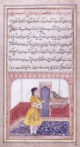 Khujista rozmawia z papugą 1580 autorstwa Mughal School