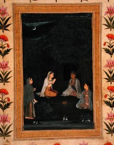 Dama odwiedzająca aśram nocą, z albumu Small Clive autorstwa Mughal School