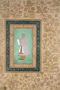 Portret Murtazy Khana trzymającego zwój, ok. 1610 (gwasz na pergaminie) autorstwa Mughal School