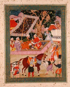 Scena podczas wyprawy Hawkinga, z albumu Large Clive, ok. 1570 autorstwa Mughal School
