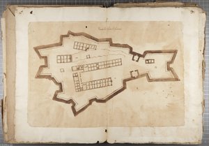 Portfolio rysunków Mutio Oddi z Urbino i innych - Port Fuentes, ok. 1635-40 (pióro i atrament na papierze w oprawie) autorstwa Muzio Oddi