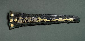 Sztylet (brąz, złoto i srebro) autorstwa Mycenaean