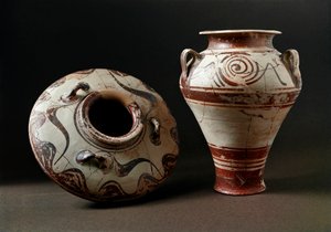 Sztuka mykeńska: ceramiczne wazony. 1400 pne. Ateny, Musee de l