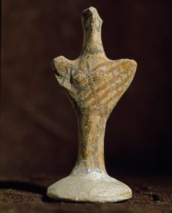 Sztuka mykeńska: posążek z terakoty ze Scoglio del Tonno (Punta Tonno, Taranto) we Włoszech. Epoka brązu, 2000 pne.