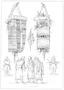 Kołyska Siuksów i sposoby noszenia dzieci, 1841. autorstwa Myers and Co