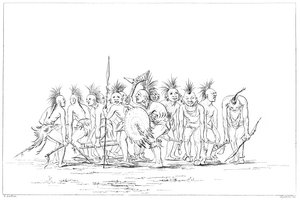 Taniec błagania, Sac and Fox, Rock Island, Upper Mississippi, 1841. autorstwa Myers and Co