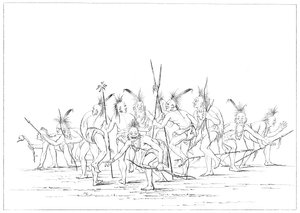 Taniec odkrywczy, Sac and Fox, Rock Island, Upper Mississippi, 1841. autorstwa Myers and Co