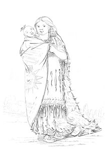 Native American kobieta i dziecko. autorstwa Myers and Co