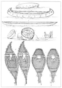Kajaki Sioux i rakiety śnieżne Chippewa, 1841. autorstwa Myers and Co