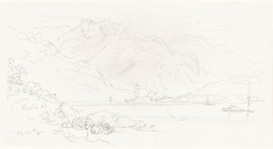 Jezioro w górzystym krajobrazie autorstwa Myles Birket Foster