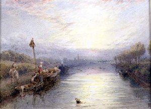 Krajobraz rzeki (akwarela) autorstwa Myles Birket Foster