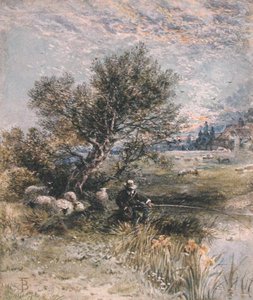 The Angler (akwarela z bodycolorem na papierze) autorstwa Myles Birket Foster