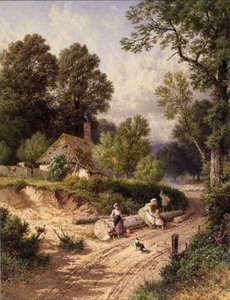 Zielona Uliczka (akwarela na papierze) autorstwa Myles Birket Foster