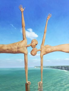 Surrealistyczna para całująca się